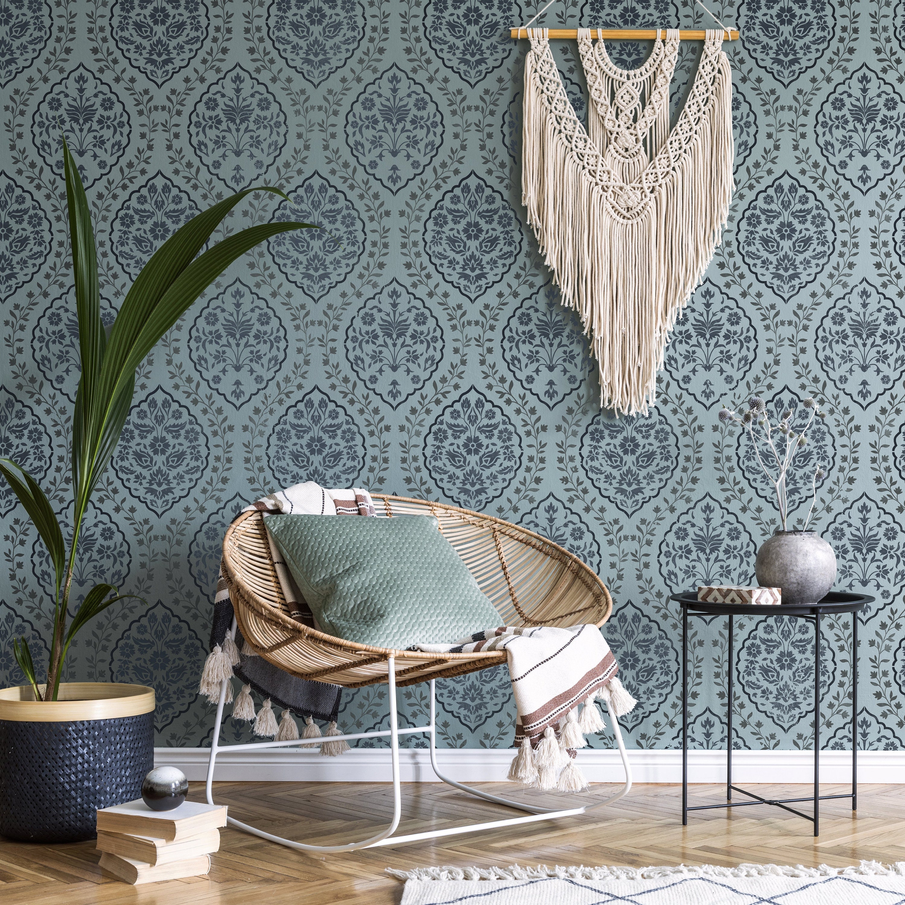 Stencil Damascato FINGERINSPIRE 29.7x21cm - Riutilizzabile Per Pareti E Legno