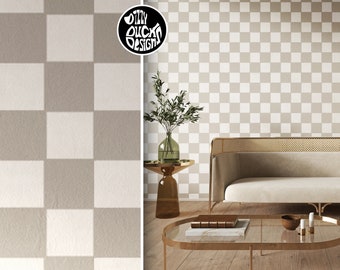 Checkerboard Wall Stencil for Painting Walls Floors - Chess Board Modern Squares Checkered Pattern Stencil for Walls by Dizzy Duck