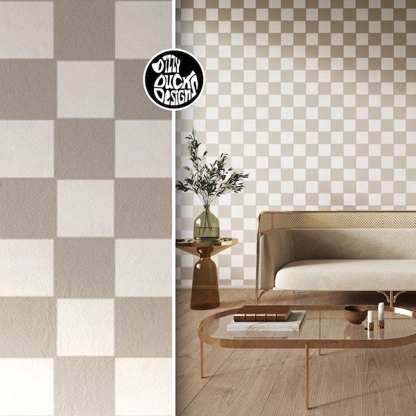 Checkerboard Wall Stencil for Painting Walls Floors - Chess Board Modern Squares Checkered Pattern Stencil for Walls by Dizzy Duck