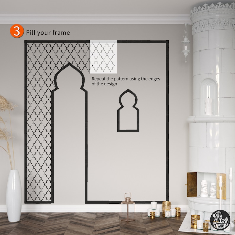 WALL STENCIL Moroccan Wall Panel Stencil for Walls Boho Stencil for Painting Walls by Dizzy Duck image 4