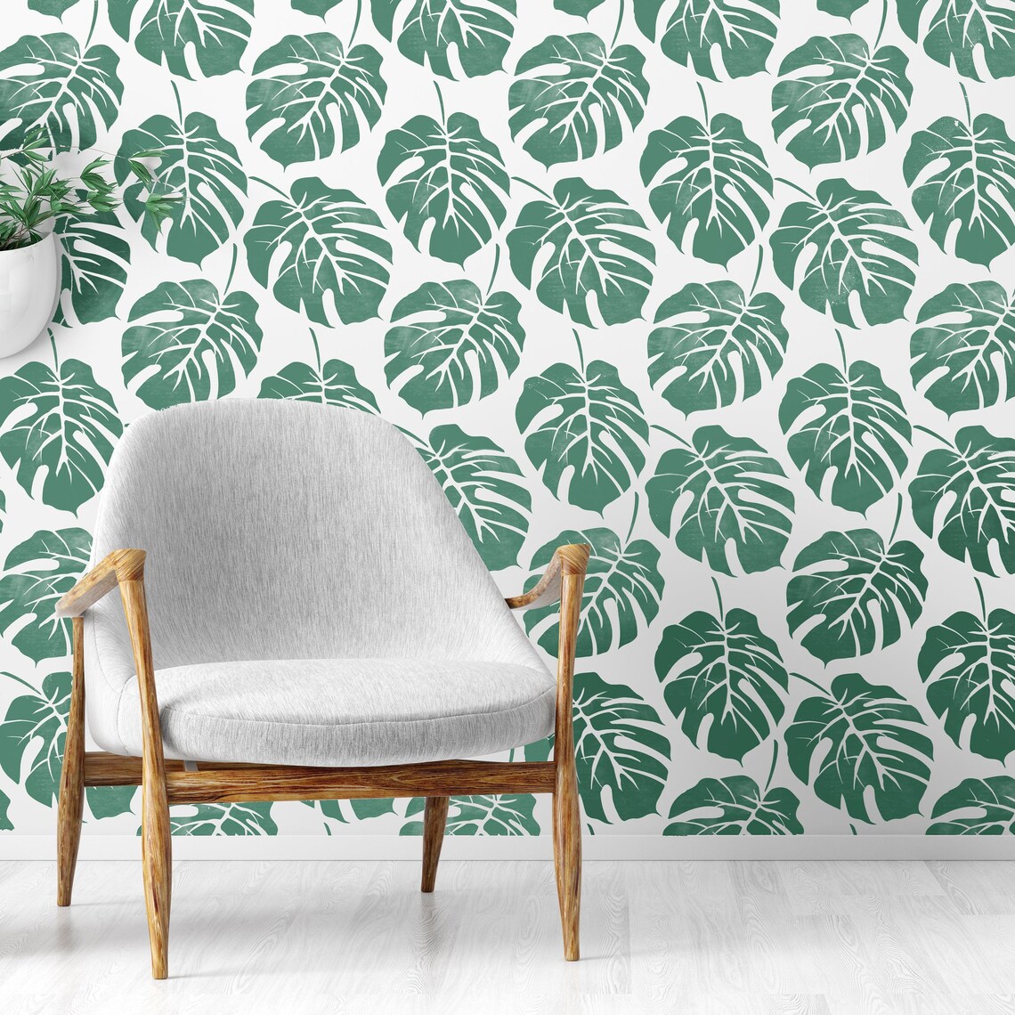 WALL STENCIL Tropical Leaf Wall Stencil Monstera Stencil for Etsy UK