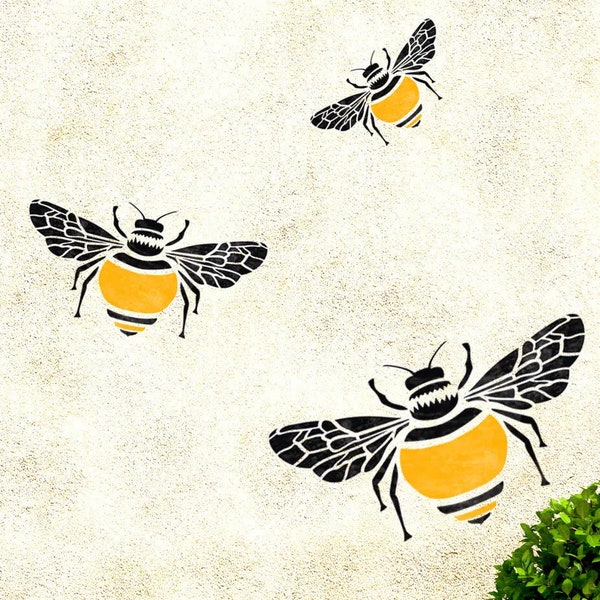 Ensemble de 3 pochoirs d'abeilles - Pochoir de jardin pour murs Meubles Artisanat - Pochoir mural de chambre d'enfant - Pochoir Shabby Chic par Dizzy Duck