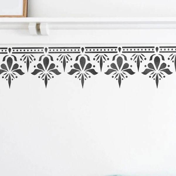 Border Stencil for Painting Walls and Furniture - Reusable Ethnic Stencil by Dizzy Duck - SAGAR Wall Stencil