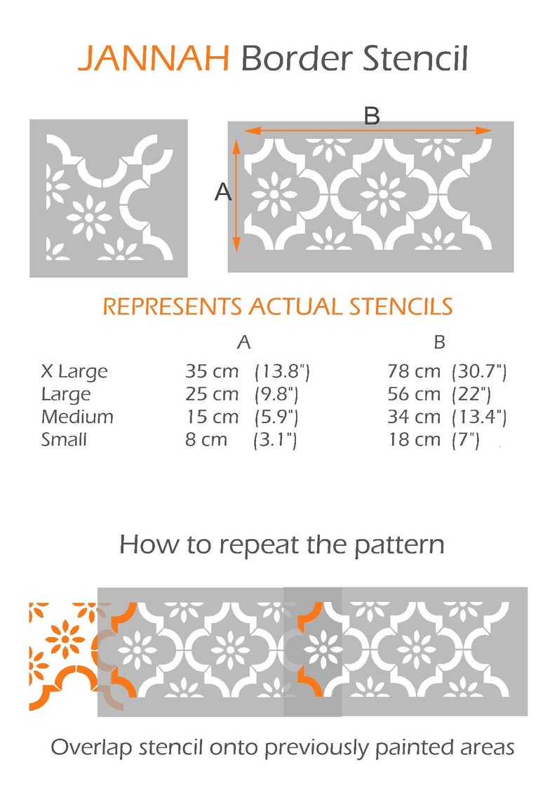 JANNAH BORDER STENCIL Moroccan Wall Furniture Craft Stencil Etsy