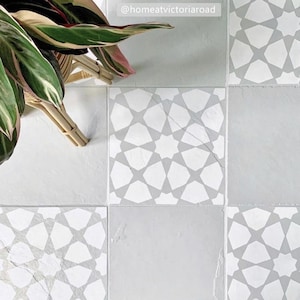 Tile Stencils for Painting Bathroom Kitchen Wall Floor Tiles and Garden Patio Slabs AMIRA by Dizzy Duck image 6