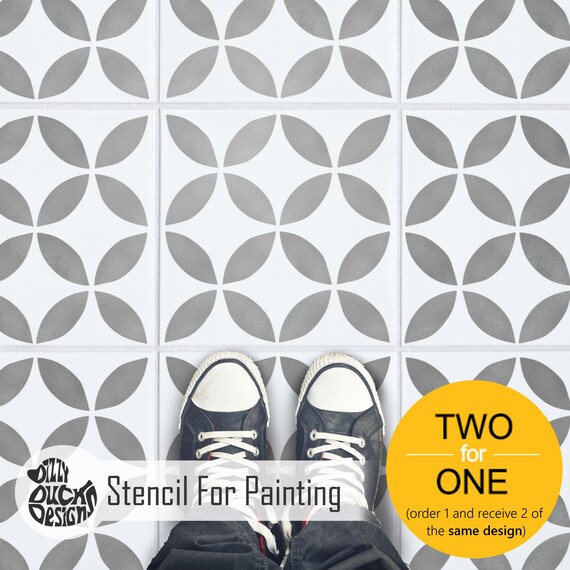 Tsunagi Tile Stencil For Painting Garden Porch Concrete Patio Etsy