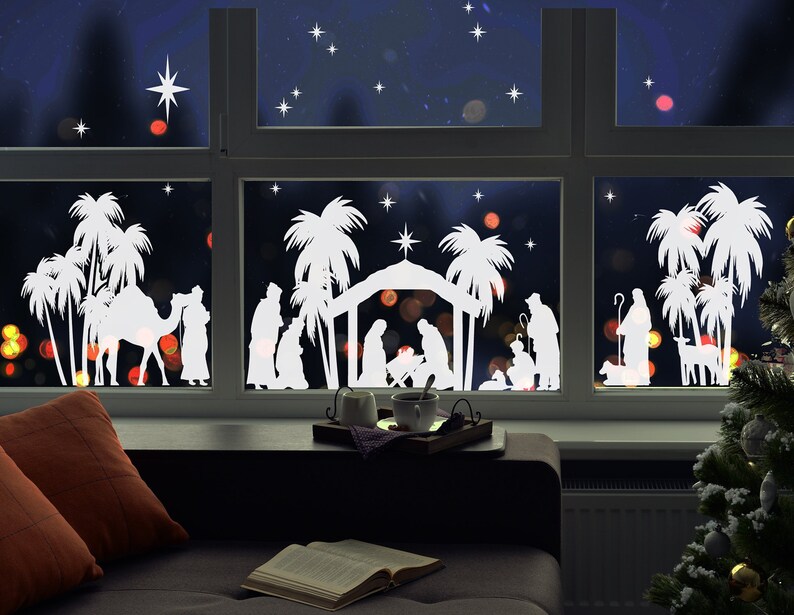 Christmas Nativity Scene Window Sticker Decal Reusable Non | Etsy