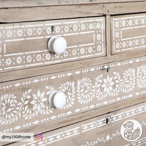 FURNITURE STENCIL SET Jaipur Indian Inlay Stencil for Painting Etsy