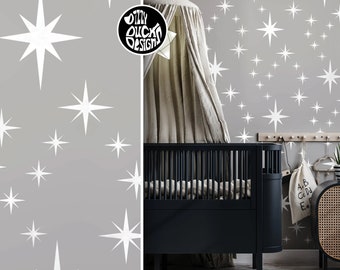 Nursery Wall Stencil for Painting Walls Furniture Crafts - 8-Point Star Cluster Stencil
