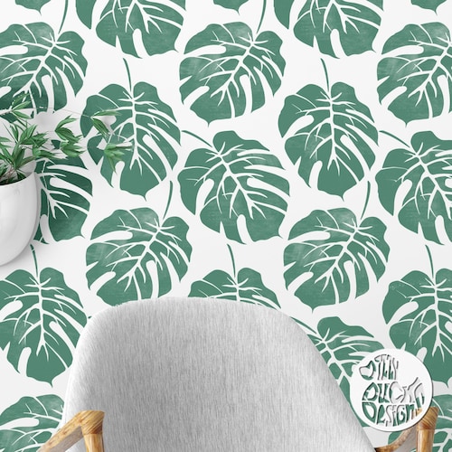 WALL STENCIL Tropical Leaf Wall Stencil Monstera Stencil for Etsy