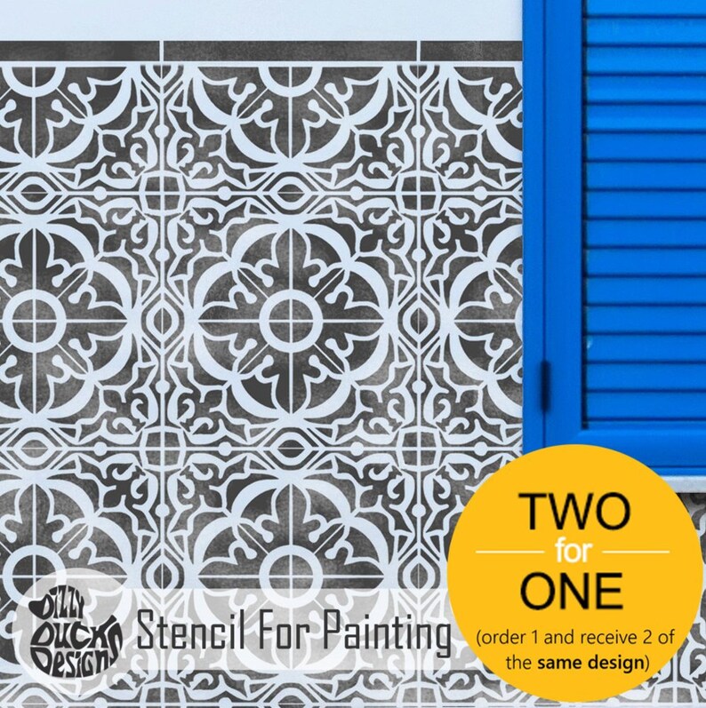 TAVIRA Tile Stencil \u2013 Floor Wall Moroccan Large Reusable Stencils for Painting by Dizzy Duck Designs
