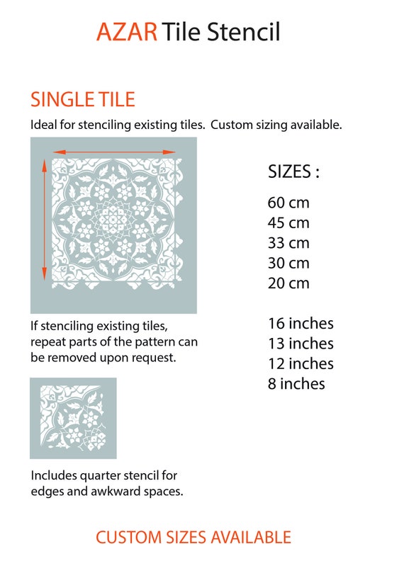 Azar Tile Stencil Floor Wall Indian Mandala Large Reusable Stencils For Painting Bathroom Kitchen Patio Flags Azar01