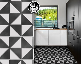 Faux Tile Stencils - Paint Tile Effect on Floors Walls Furniture Concrete Garden Patios Paths - ASSA by Dizzy Duck