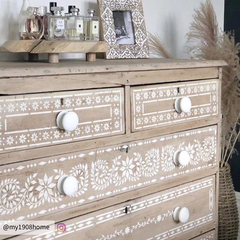 FURNITURE STENCIL SET Jaipur Indian Inlay Stencil for Painting Etsy