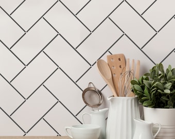 METRO HERRINGBONE TILE Stencil For Painting Walls Floors Geometric Faux Tile Stencil by Dizzy Duck