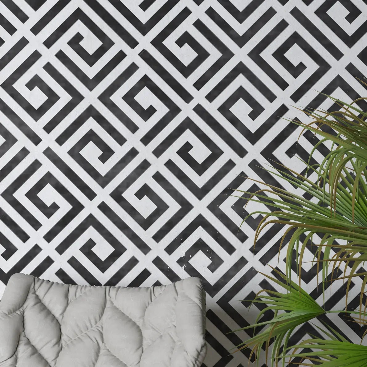 Geo allover pattern stencil - Geometric stencils for walls - DIY home decor