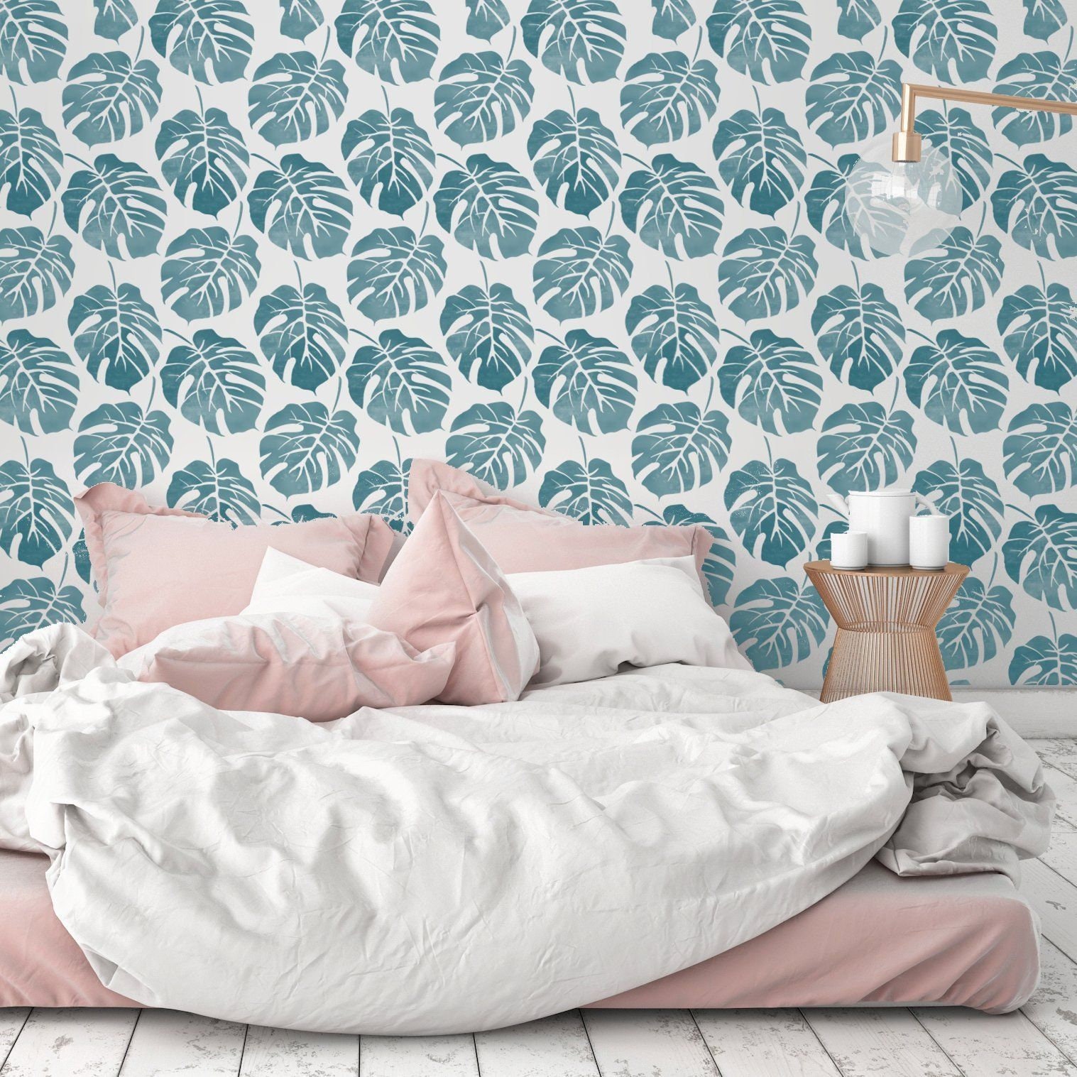 WALL STENCIL Tropical Leaf Wall Stencil Monstera Stencil for Etsy UK