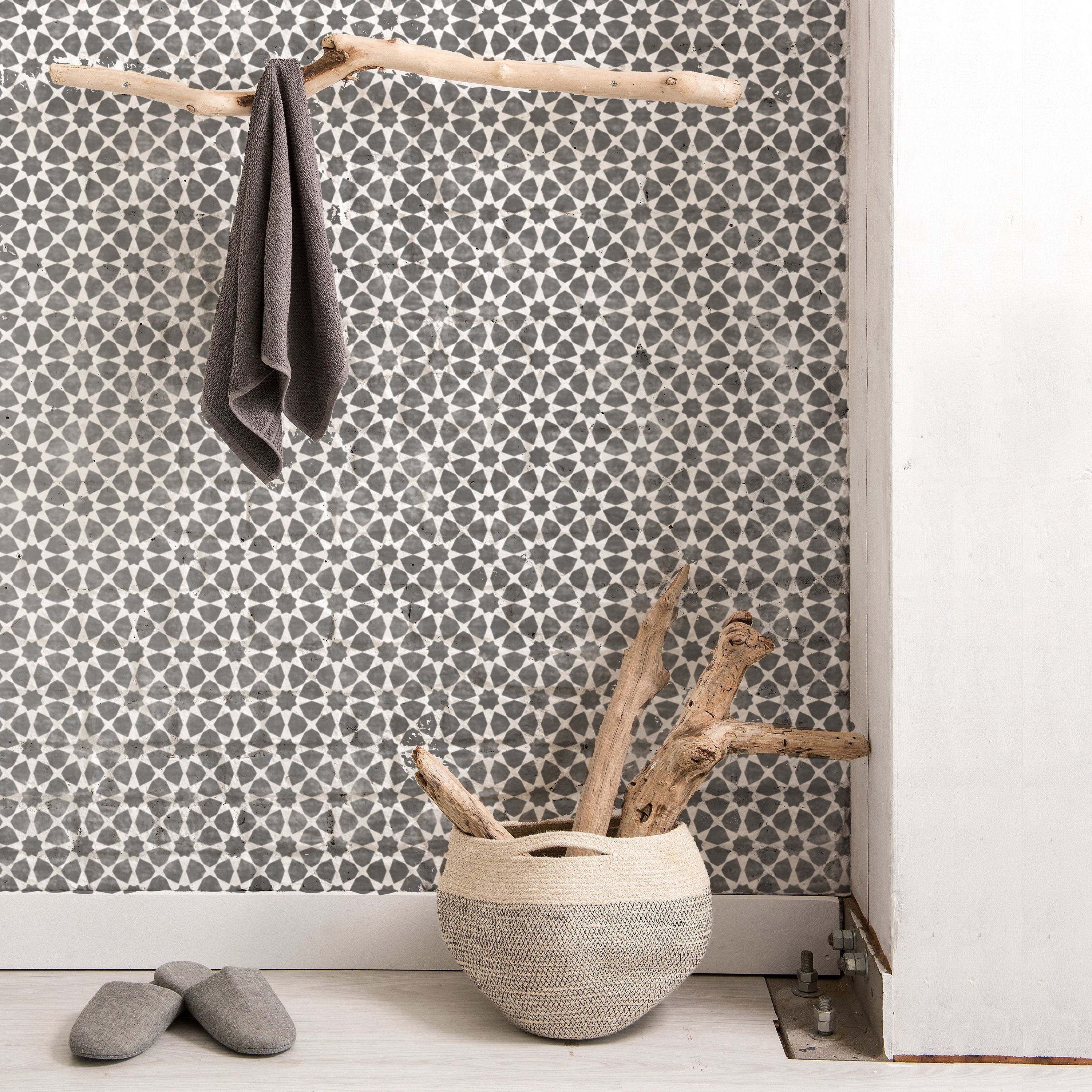WALL STENCIL for Painting Reusable AMIRA Moroccan Boho Mosiac Geometric ...