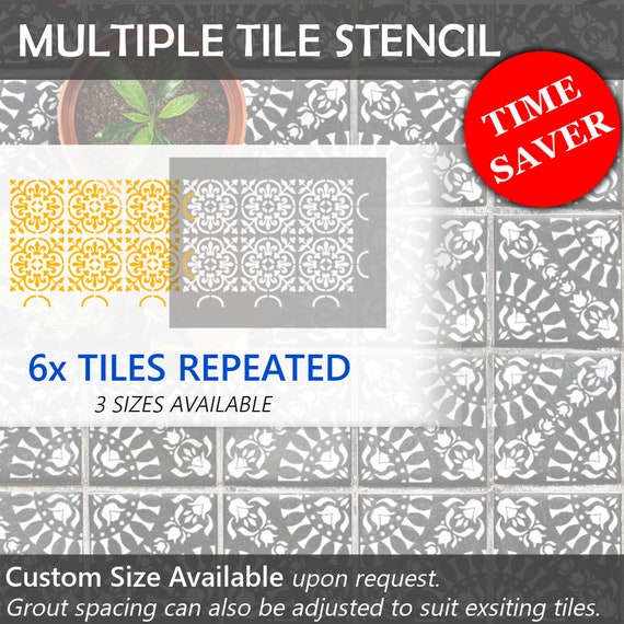 Zaida Tile Stencil Floor Wall Moroccan Hexagon Large Reusable Stencils For Painting By Dizzy Duck Designs