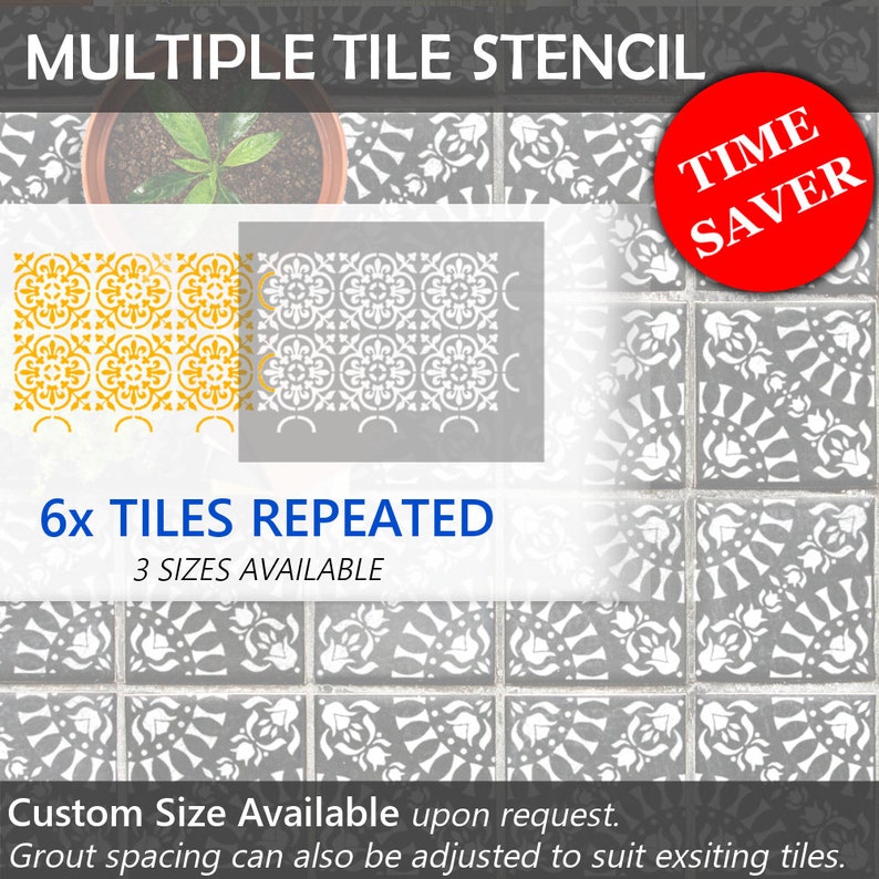 TAVIRA Tile Stencil \u2013 Floor Wall Moroccan Large Reusable Stencils for Painting by Dizzy Duck Designs