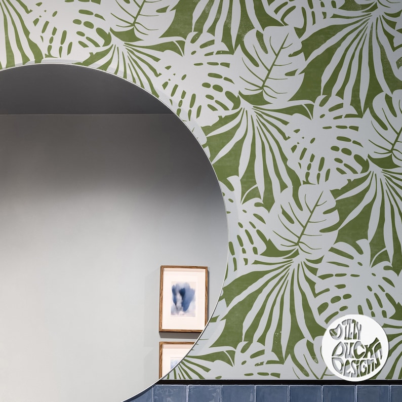 WALL STENCIL Tropical Leaf Wall Stencil Tropical Plant Stencil Etsy