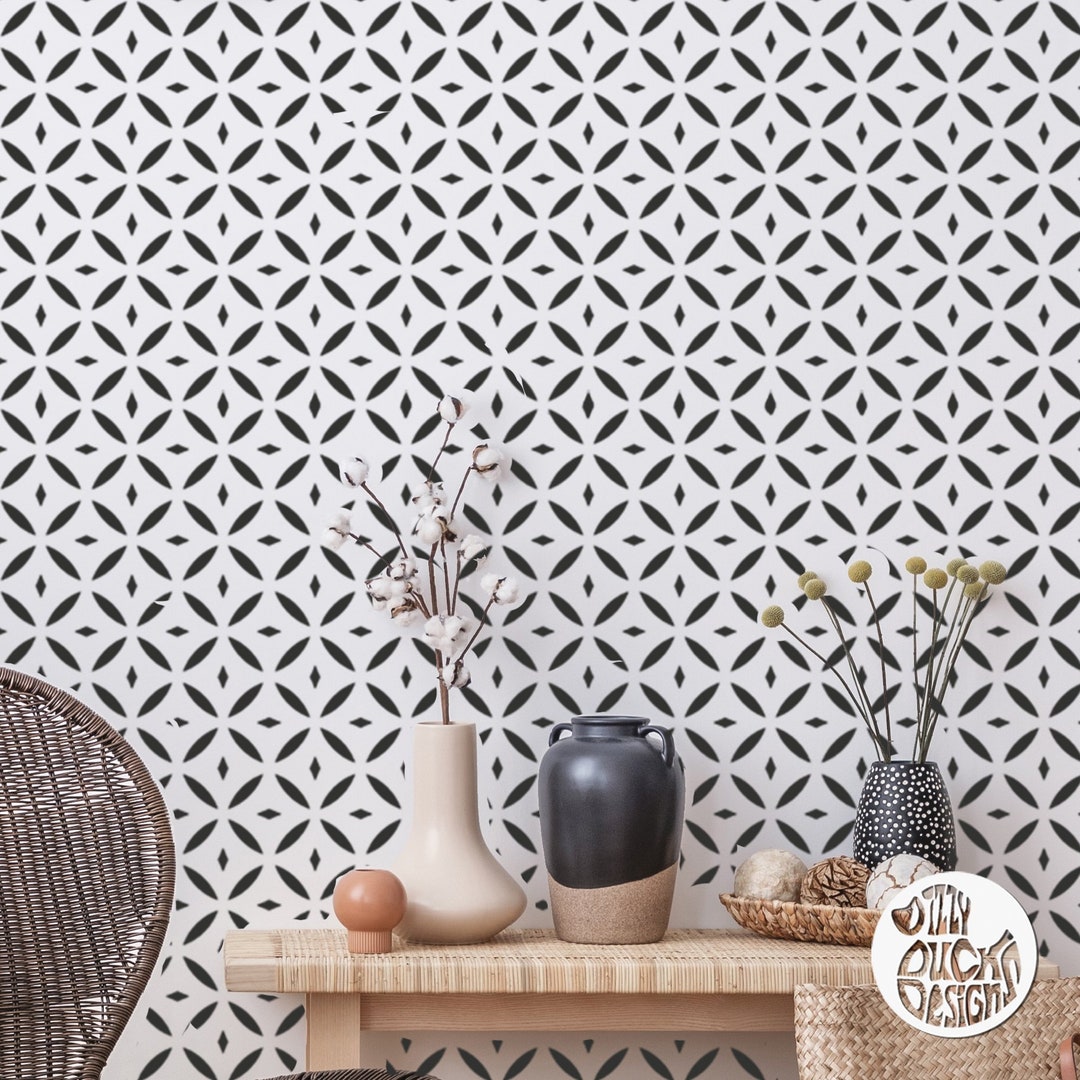 WALL STENCIL for Painting Reusable ALHAMBRA Moroccan Boho Diamond ...