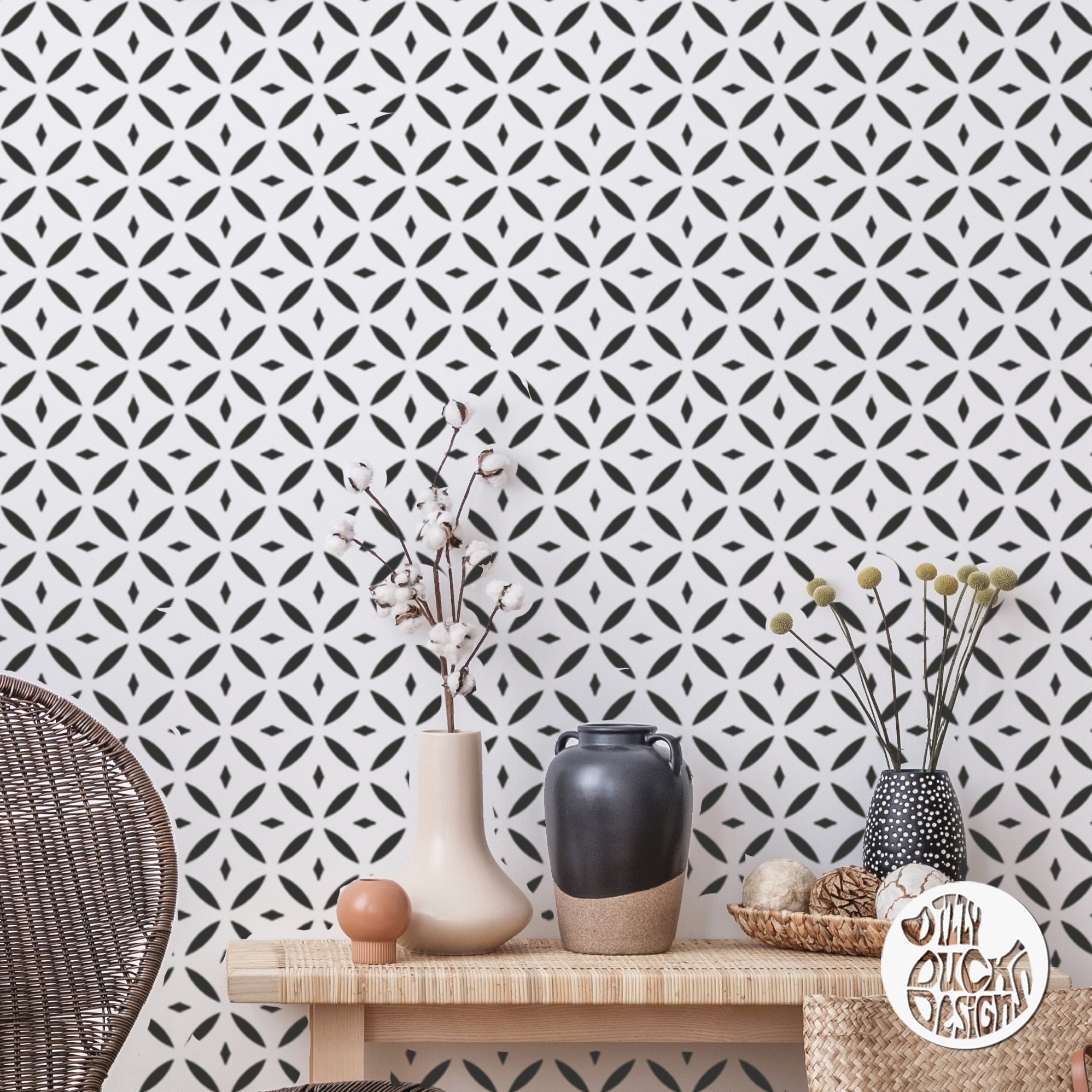 WALL STENCIL for Painting Reusable ALHAMBRA Moroccan Boho Diamond ...