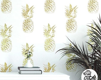 WALL STENCIL   Pineapple Stencil for Walls   Tropical Plant Wall Stencil   Reusable UK Stencil for Painting