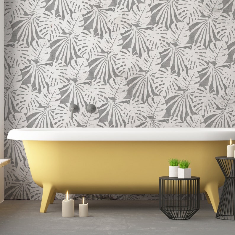 WALL STENCIL Tropical Leaf Wall Stencil Tropical Plant Stencil Etsy