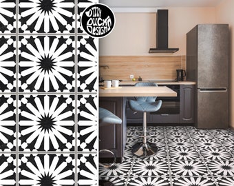 Faux Tile Stencils - Paint Tile Effect on Floors Walls Furniture Concrete Garden Patios Paths - MIDELT by Dizzy Duck