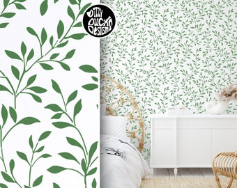 WALL STENCIL for painting Bedroom Living Room - Trailing Leaf Pattern Wall Stencil - Botanical Leaves DIY Home Décor Stencil by Dizzy Duck