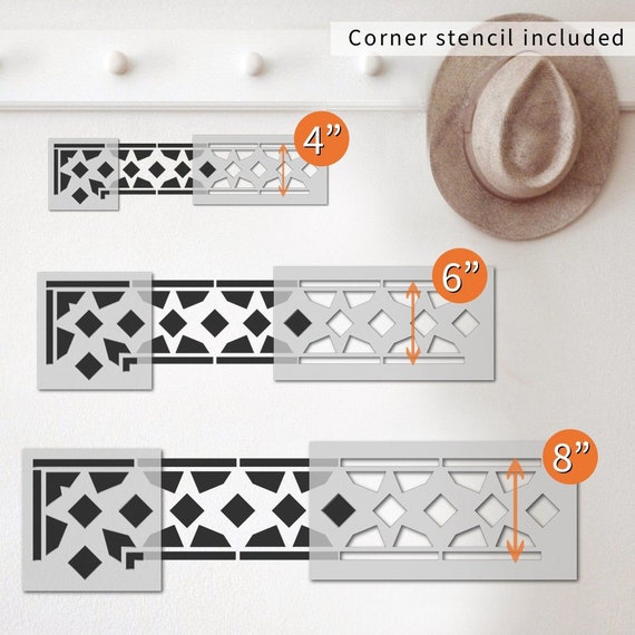 FINGERINSPIRE 6 Pz Stencil per Bordi e Angoli con Pennello, 14
