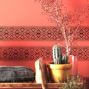 Border STENCIL - Moroccan KARACHI Stencil for Painting Walls Furniture Floors - Indian Boho Stencil