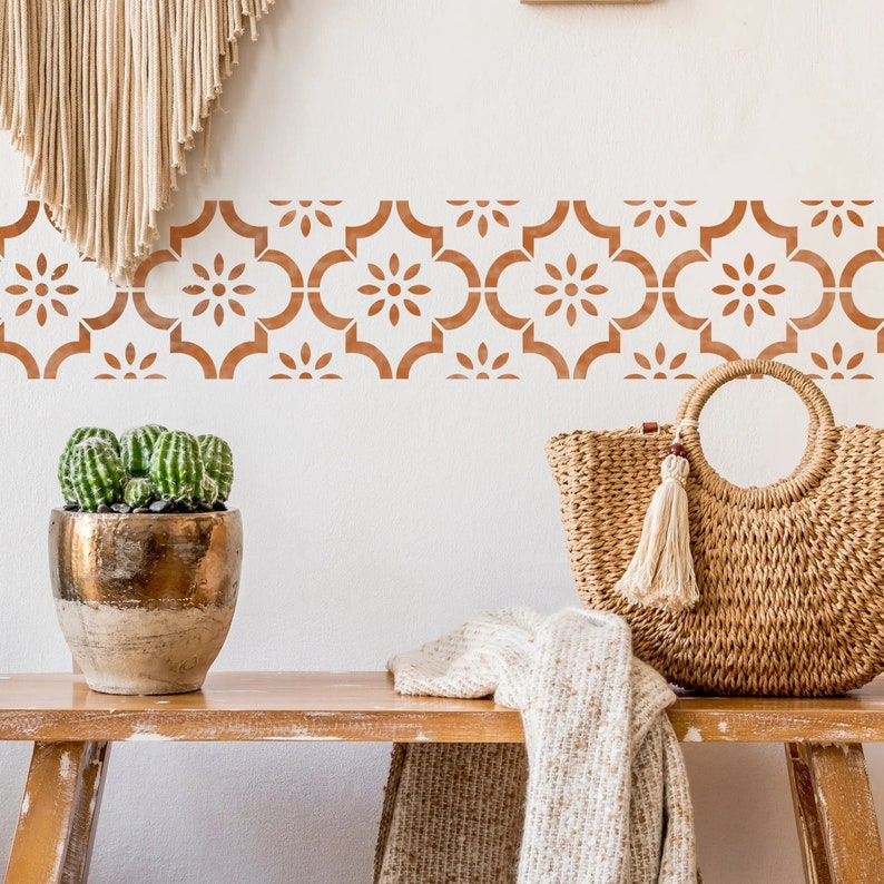 Border Stencil for Painting Walls and Furniture Reusable Etsy