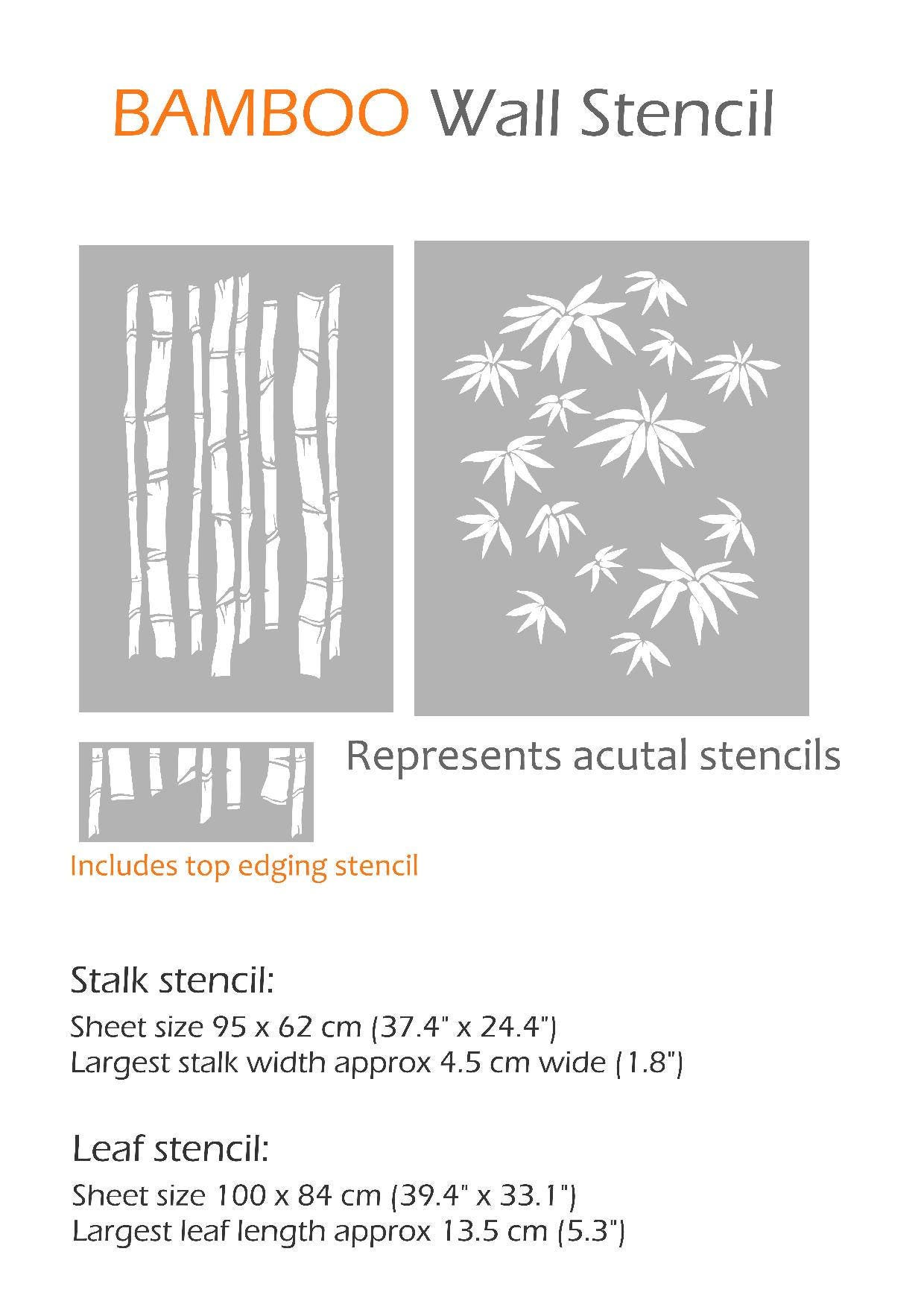 BAMBOO WALL STENCIL Oriental Botanical Japanese Modern Wall Etsy