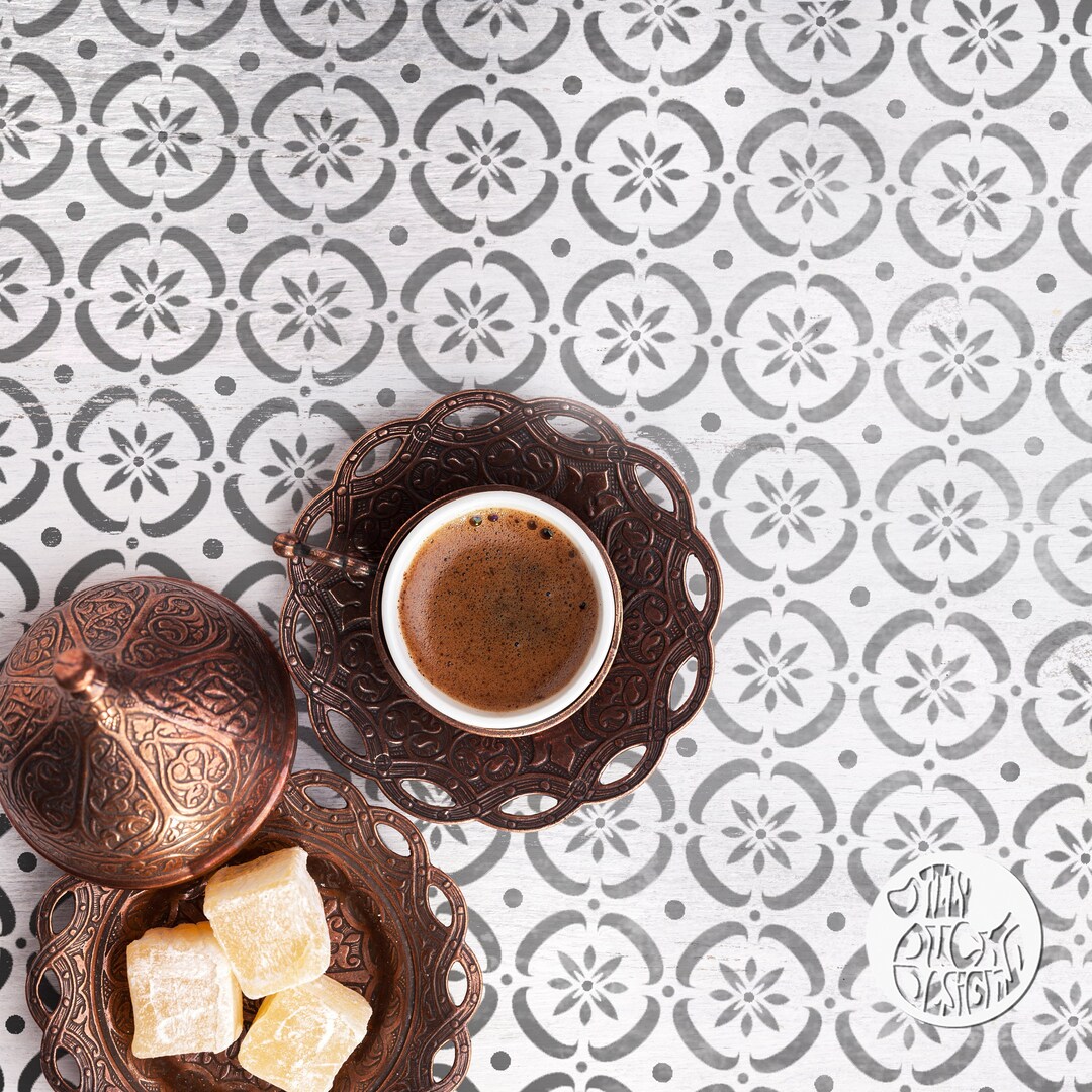 WALL STENCIL for Painting - Flower Power - Moroccan Boho Large Floor ...
