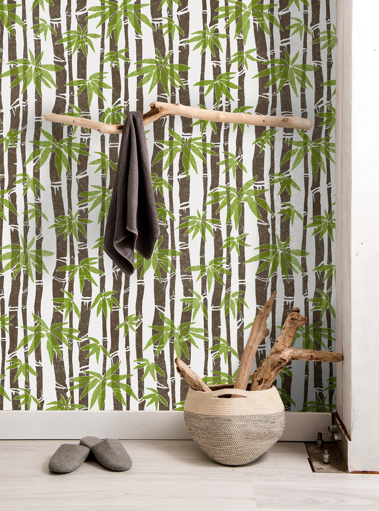 BAMBOO WALL STENCIL Oriental Botanical Japanese Modern Wall Etsy