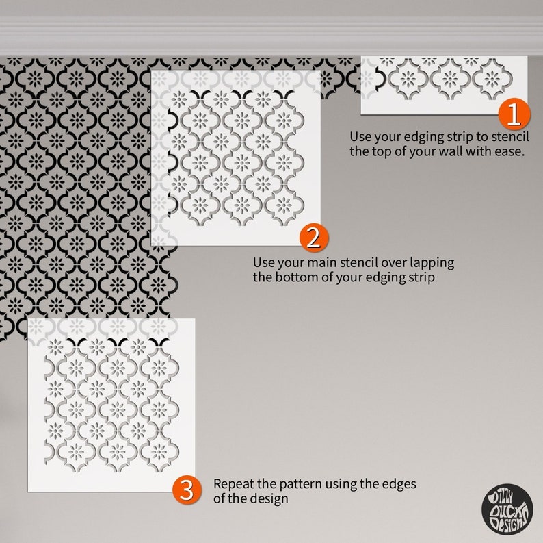 WALL STENCIL for Painting - Jannah Flower Moroccan Boho Reusable Floor ...