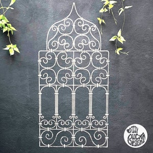 WALL STENCIL Moroccan Window Grill - Garden Wall Stencil for Painting - Moroccan Stencil