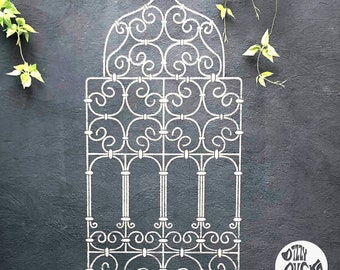 WALL STENCIL Moroccan Window Grill - Garden Wall Stencil for Painting - Moroccan Stencil