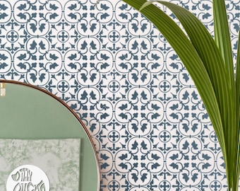 WALL STENCIL - Zamora Moroccan Boho Faux Tile Stencil for Painting Walls Floors Patios