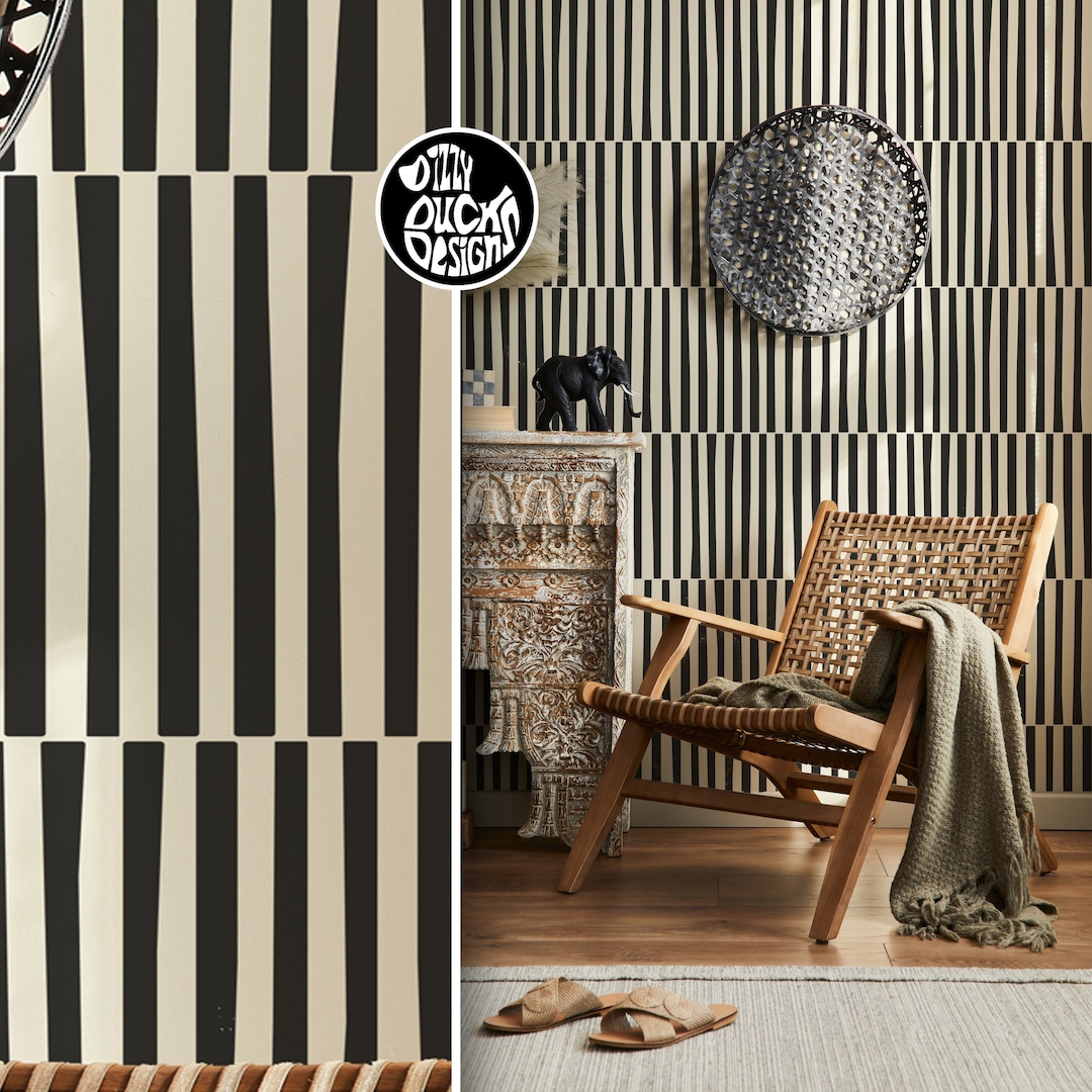 Humbug Stripe Wall Stencil Modern Minimal Lines Floor Wall Stencil for Painting by Dizzy Duck Etsy