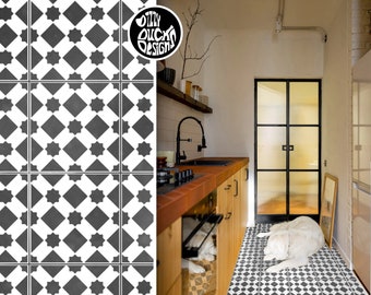 Faux Tile Stencils - Paint Tile Effect on Floors Walls Furniture Concrete Garden Patios Paths - BUKAN by Dizzy Duck