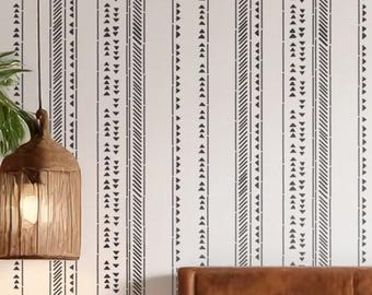 Yanaca Geometric Wall Stencil - Reusable Boho Geo Stipe Bohemian Native American Inspired Wall Stencil for Painting by Dizzy Duck