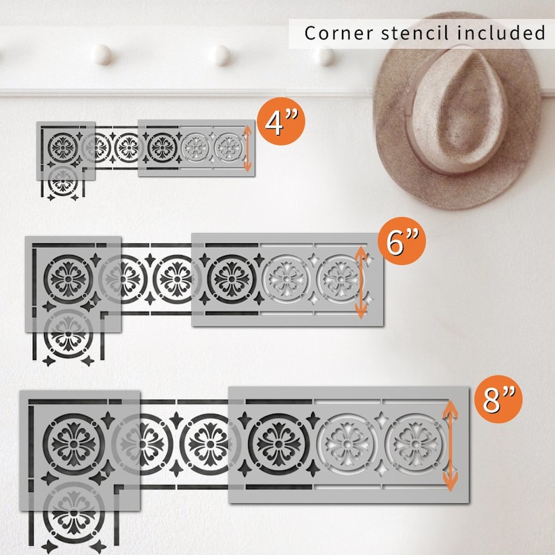 Faux Tile Border Stencil for Bathroom Walls Floors WINDSOR Etsy UK