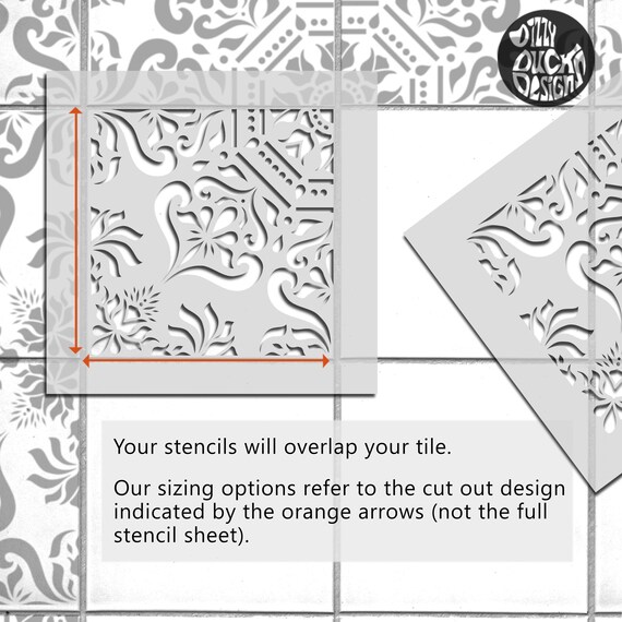 Stencil Per Piastrelle Finte - Effetto Piastrelle Su Pavimenti, Pareti, Mobili, Cemento, Giardini, Patii E Sentieri - MIDAR - Italia - Foto 2