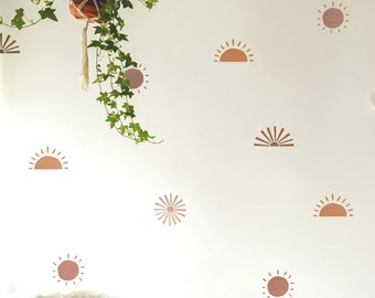 Dizzy Duck Sun Sunrise Boho Wall Stencil Set for Nursery Wall Décor - Kids Room Boho Sunburst Stencils - Reusable