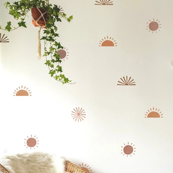 Dizzy Duck Sun Sunrise Boho Wall Stencil Set voor kinderkamer wanddecoratie - Kids Room Boho Sunburst Stencils - Herbruikbaar
