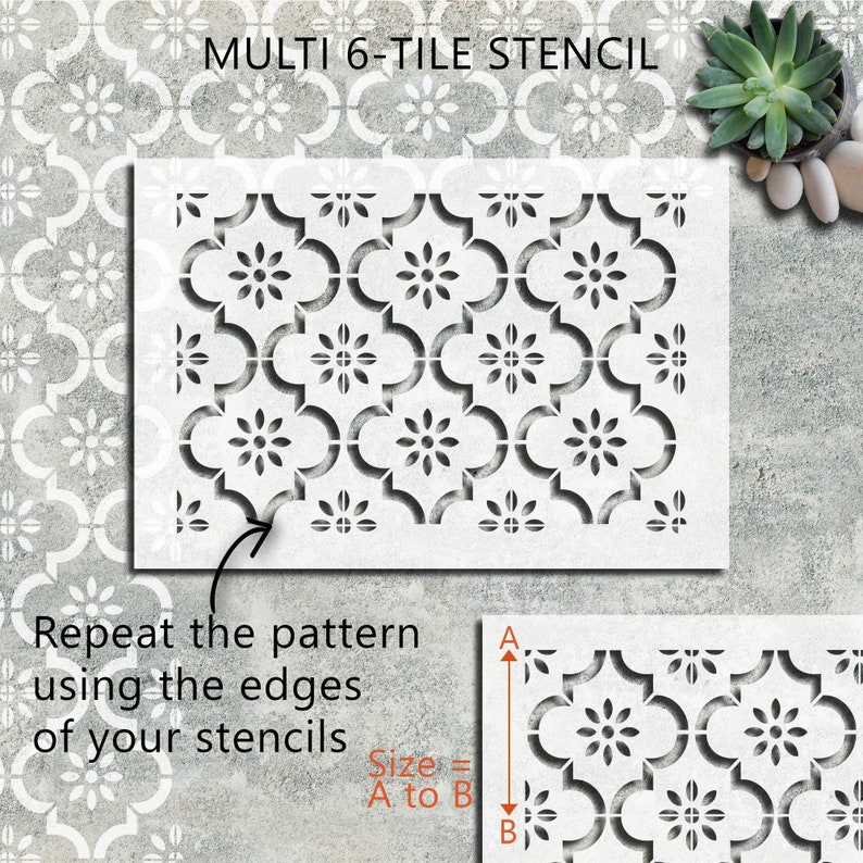 2x Faux Tile Stencils Paint TIle Effect on Floors Walls Etsy