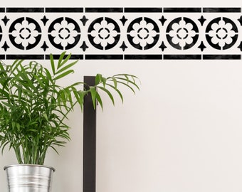 Faux Tile Border Stencil for Bathroom Walls Floors - MAIDSTONE Victorian Traditional Tile Border Stencil